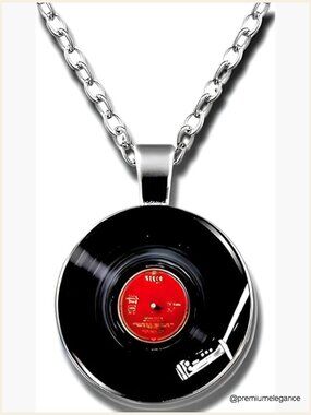 Music Record Pendant Necklace - Avant-Garde Stainless Steel Statement Jewelry